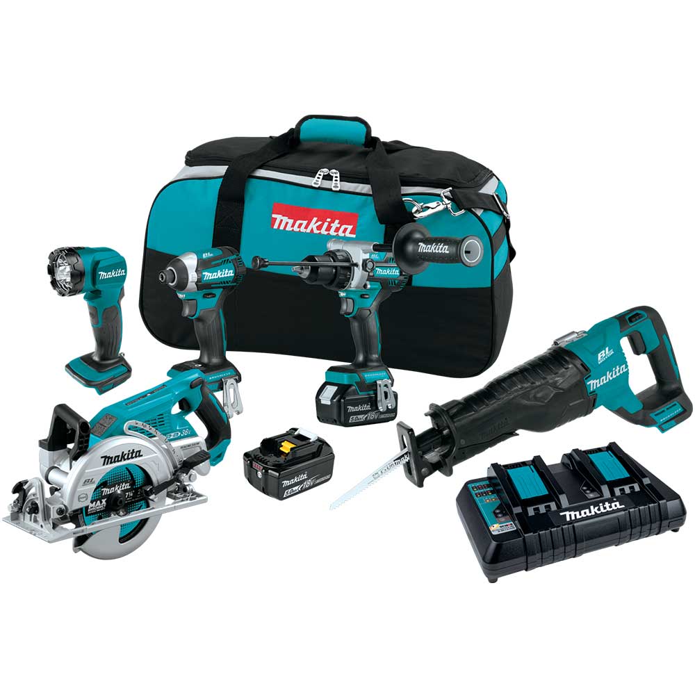 Makita, Makita XT507PT 18V LXT Li-Ion Brushless Cordless 5 Tool Combo  5.0 Ah Kit