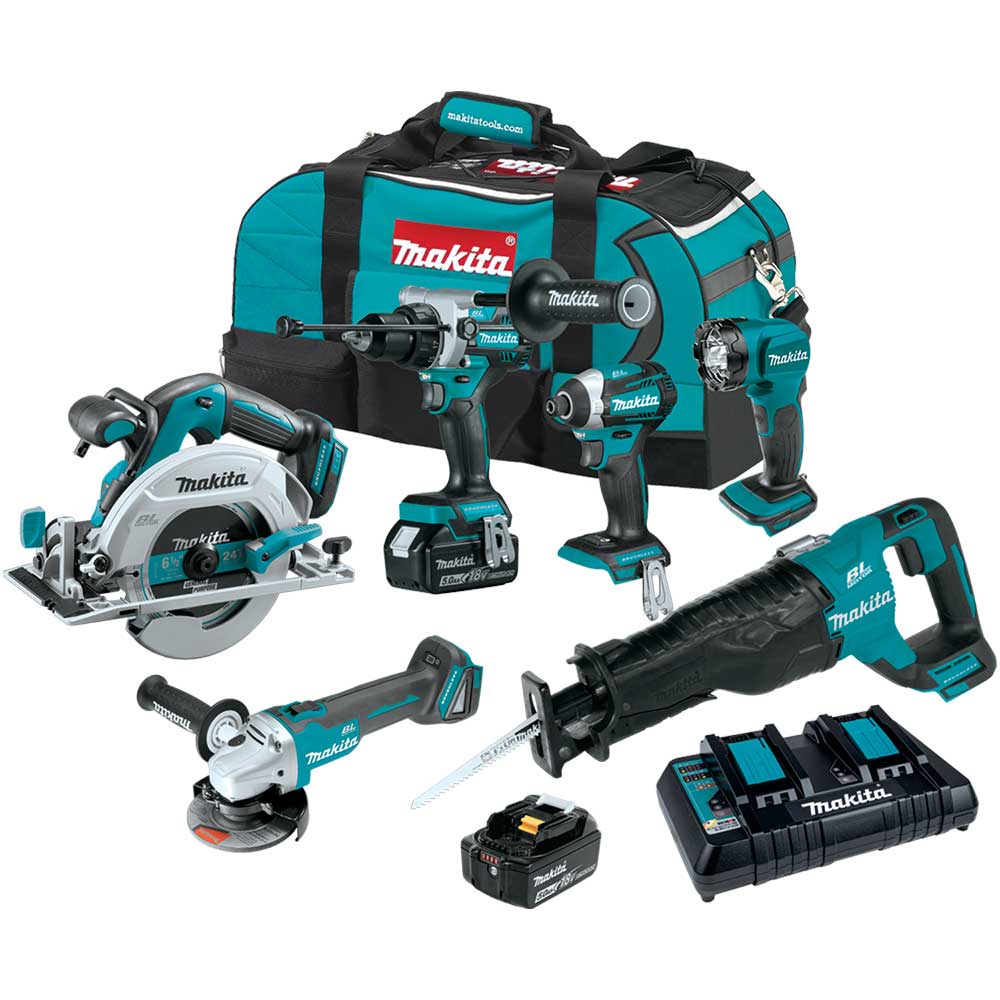 Makita, Makita XT616PT 18V LXT Li-Ion Brushless Cordless 6 Tool Combo  5.0 Ah Kit