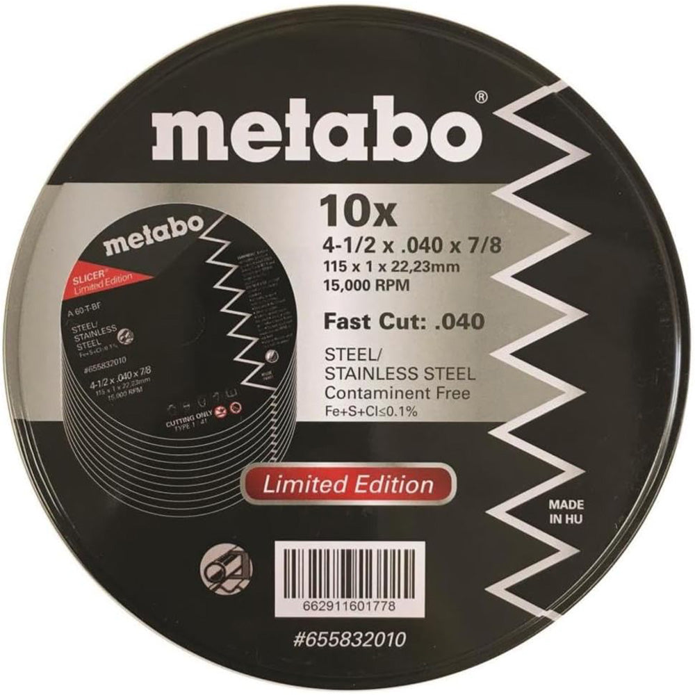 Metabo, Metabo 655832010 A60T Steel/Stainless Steel Slicer Wheel Promo Tin - 10 PK