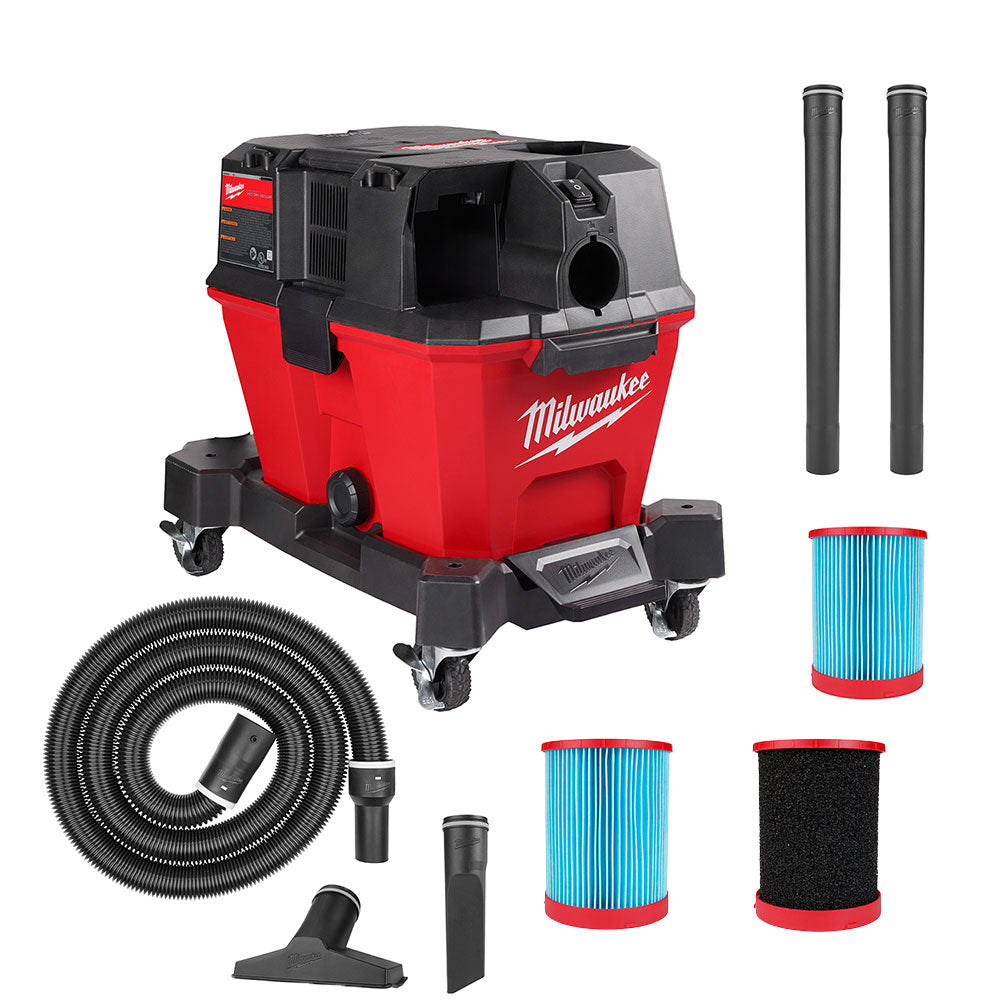 Milwaukee, Milwaukee 0910-20F M18 FUEL 6 Gallon Wet/Dry Vacuum w/ Filter Kit - Bare Tool