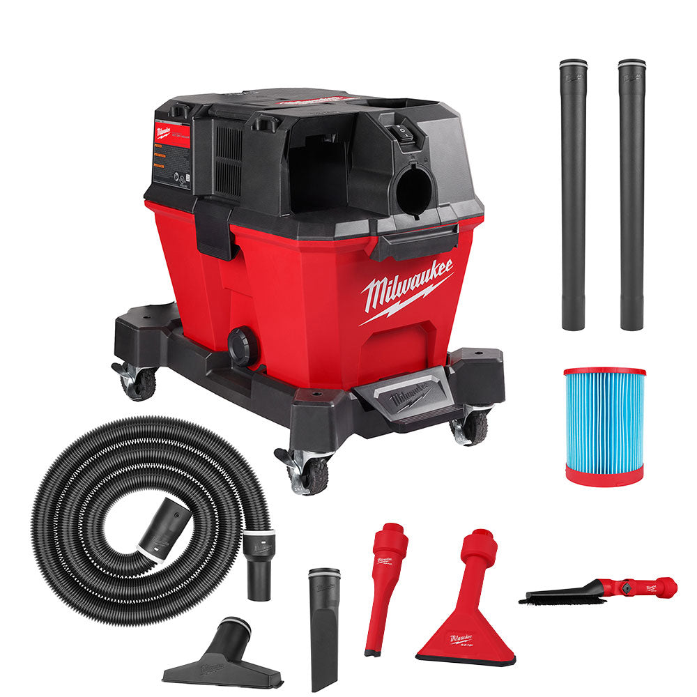 Milwaukee, Milwaukee 0910-20LN M18 FUEL 6 Gallon Wet/Dry Vacuum w/ AIR-TIP Brush/Nozzle Kit