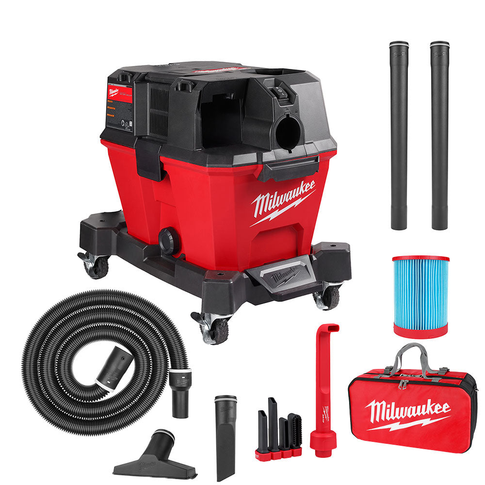 Milwaukee, Milwaukee 0910-20RAB M18 FUEL 6 Gal Wet/Dry Vacuum w/AIR-TIP Right Angle/Bag Kit