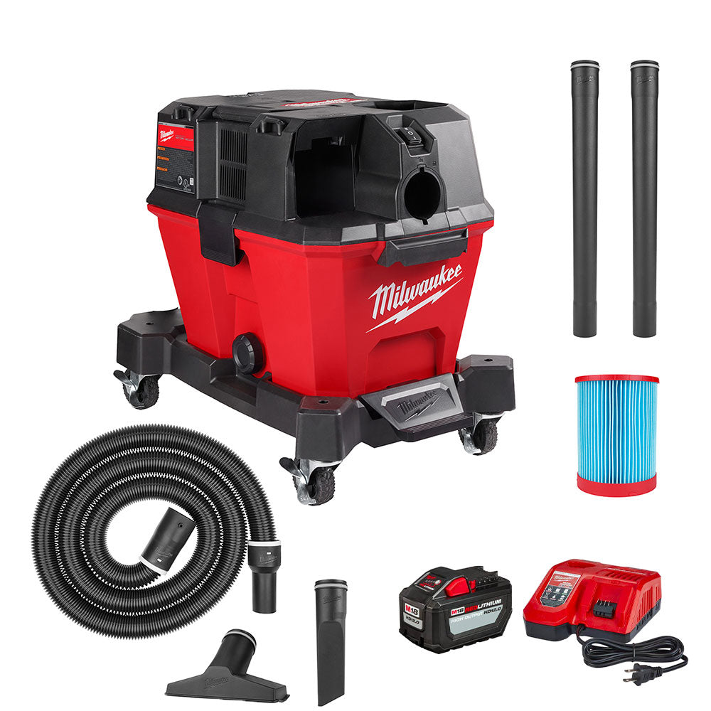 Milwaukee, Milwaukee 0910-20SK12 M18 FUEL 6 Gallon Wet/Dry Vacuum w/ 12.0Ah Battery Kit