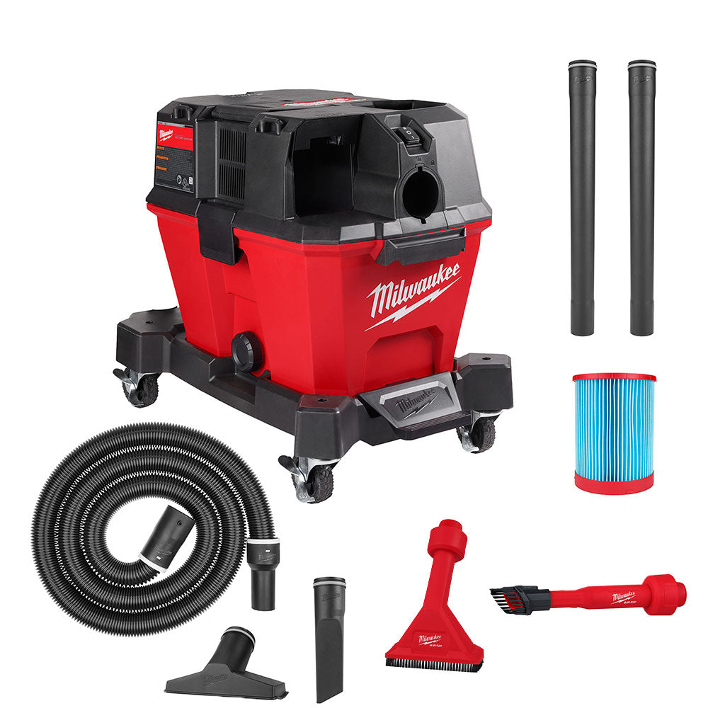 Milwaukee, Milwaukee 0910-20U M18 FUEL 6 Gallon Wet/Dry Vacuum w/ AIR-TIP Brush/Nozzle Kit