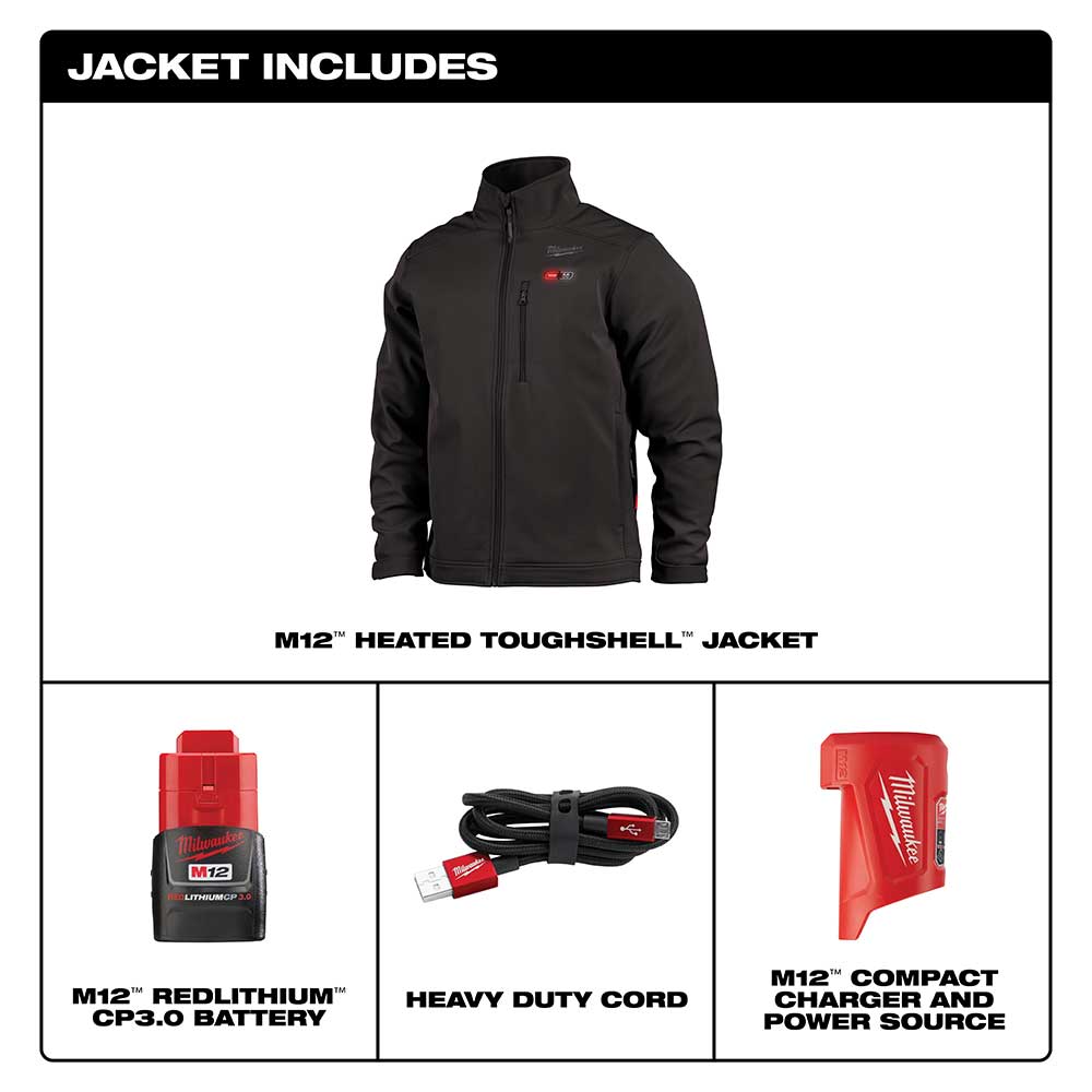 Milwaukee, Milwaukee 204B-21L M12 12V Li-Ion Cordless TOUGHSHELL Large Heated Black Jacket