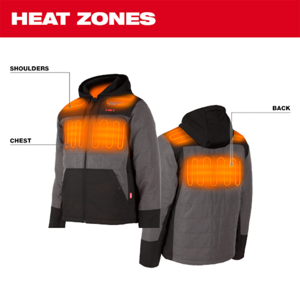 Milwaukee, Milwaukee 205G-21L M12 12V Heated AXIS Gray Hooded Jacket Kit - Large