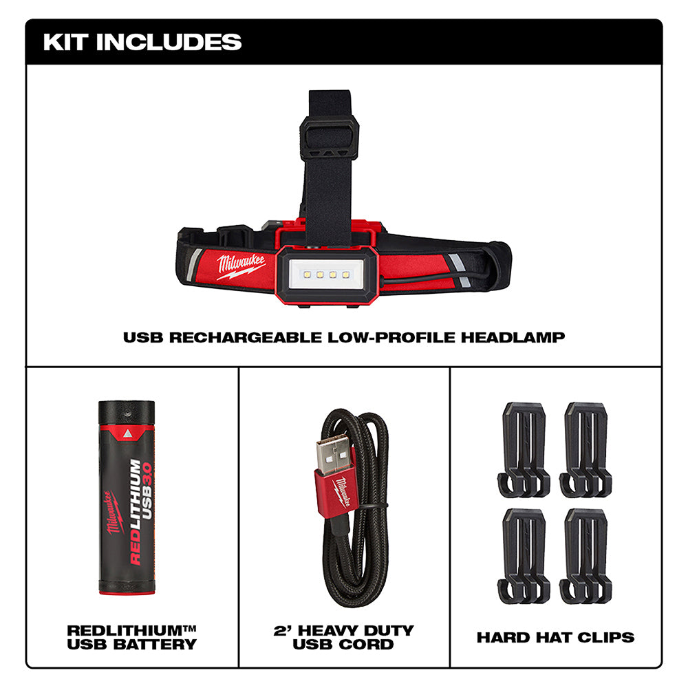 Milwaukee, Milwaukee 2115-21 USB Rechargeable Low-Profile Headlamp