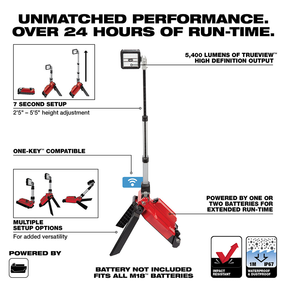 Milwaukee, Milwaukee 2120-20 M18 18V ROCKET Dual Pack Tower Light One Key