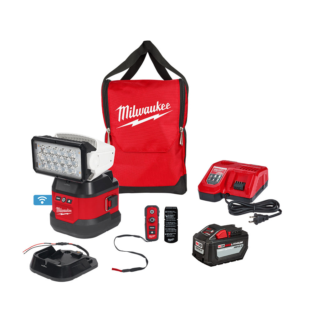 Milwaukee, Milwaukee 2123-21HD M18 Utility Remote Control Search Light Kit w/ Portable Base