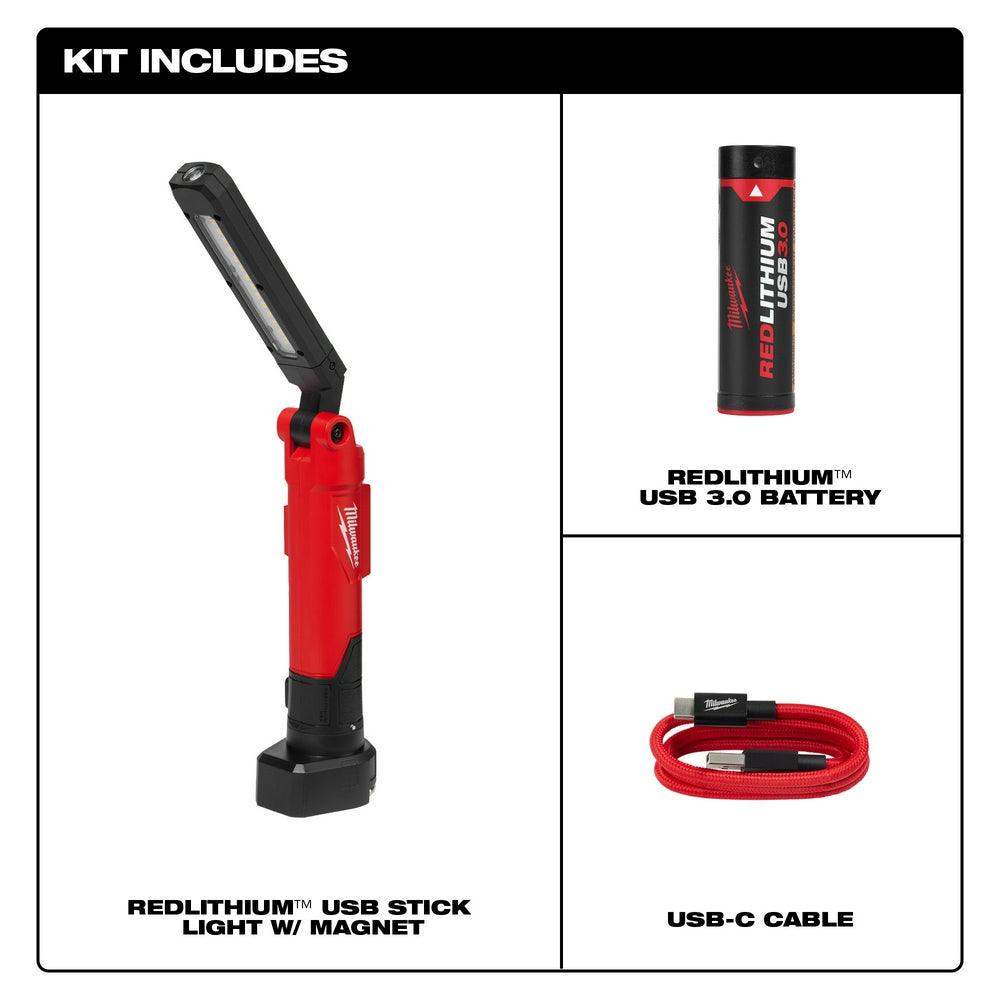 Milwaukee, Milwaukee 2128-21 REDLITHIUM USB 550 Lumen Cordless Stick Light w/ Magnet