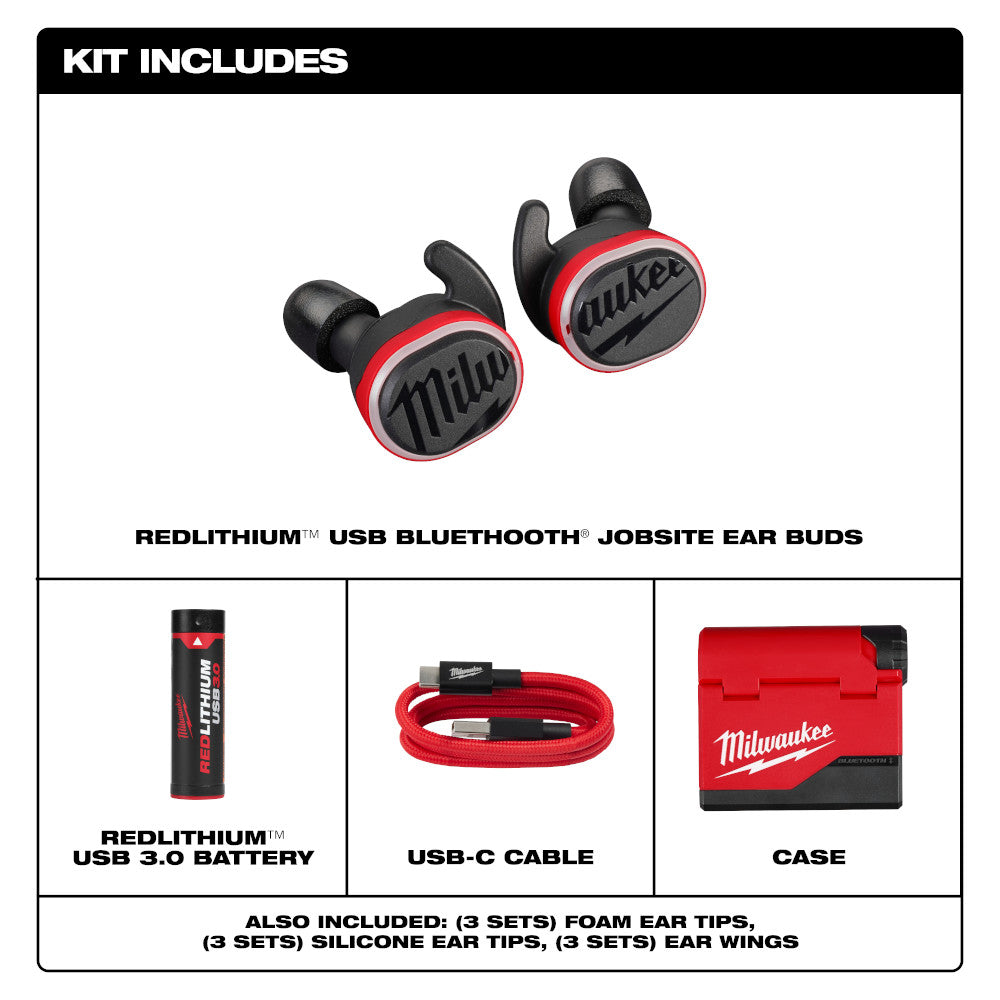 Milwaukee, Milwaukee 2191-21 REDLITHIUM USB Bluetooth Jobsite Ear Buds