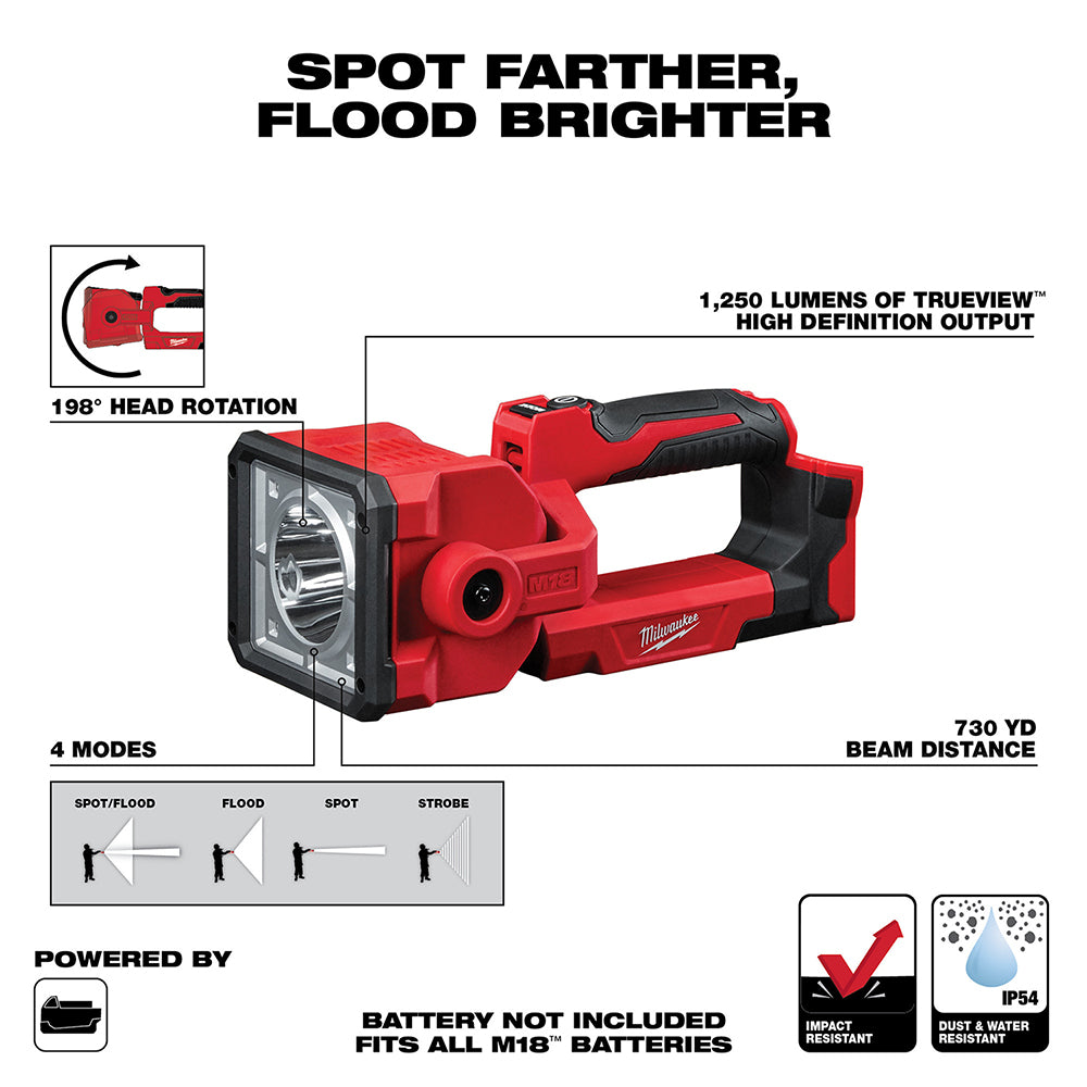 Milwaukee, Milwaukee 2354-20 M18 18V LED Cordless Portable Compact Search Light - Bare Tool