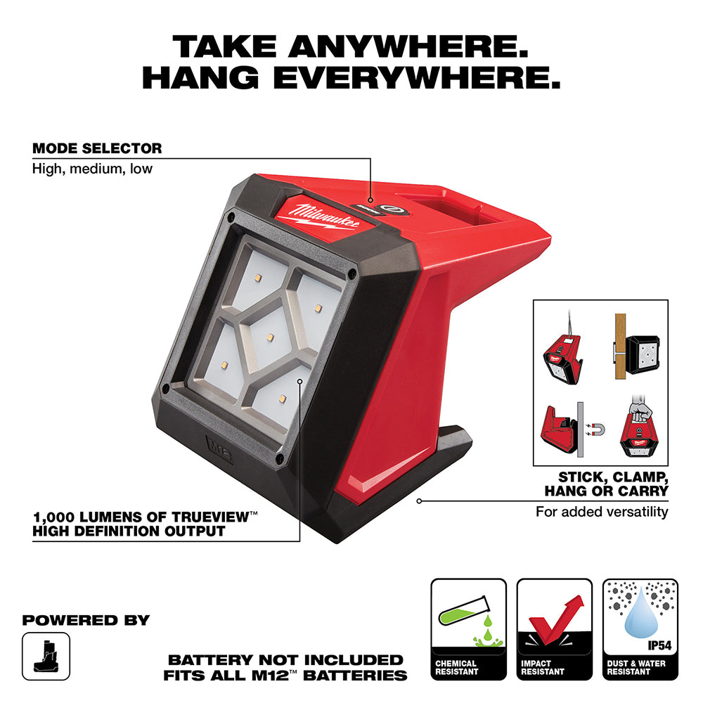 Milwaukee, Milwaukee 2364-20 M12 12V Rover LED Cordless Compact Flood Light - Bare Tool