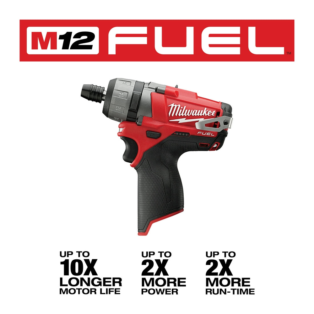 Milwaukee, Milwaukee 2402-20 M12 FUEL 12V 1/4" Hex 2-Speed Screwdriver w/Clip - Bare Tool