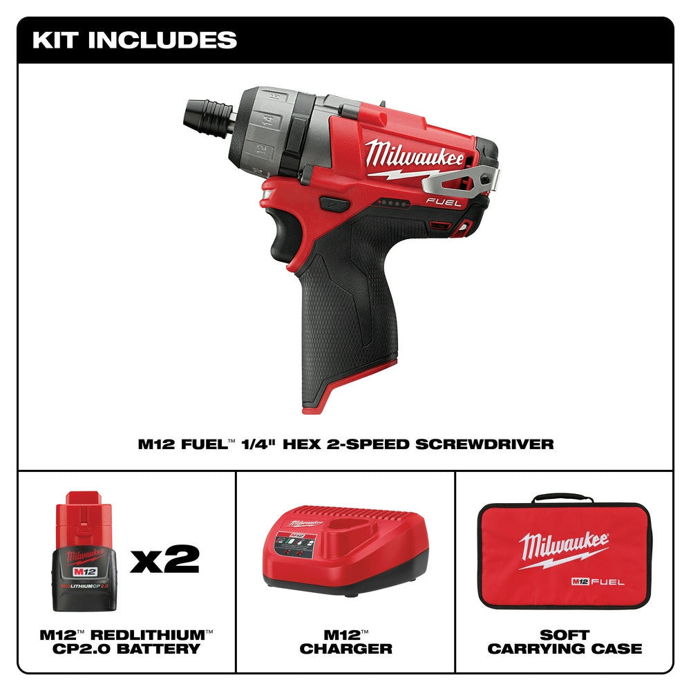 Milwaukee, Milwaukee 2402-22 M12 FUEL 12V 1/4-Inch Hex 2-Speed Screwdriver Kit