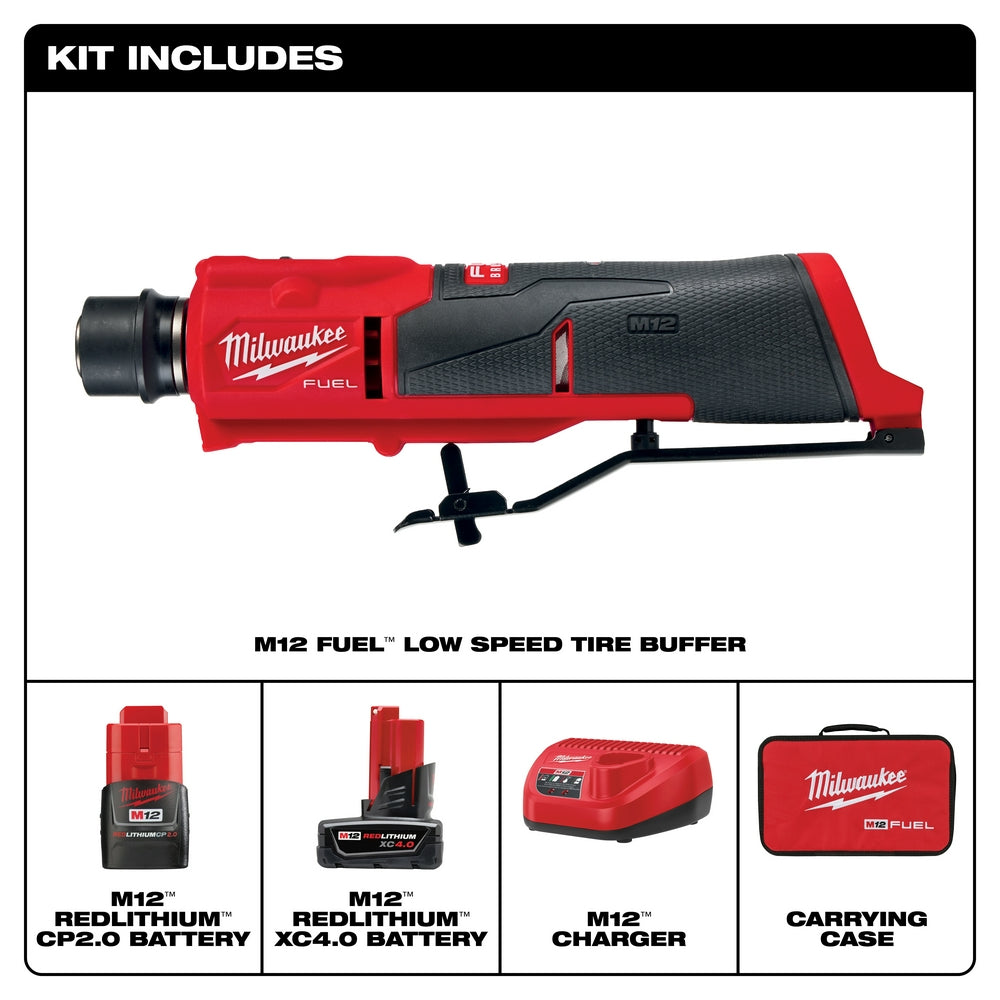 Milwaukee, Milwaukee 2409-22 M12 FUEL 12V Brushless Li-Ion Low Speed Tire Buffer Kit