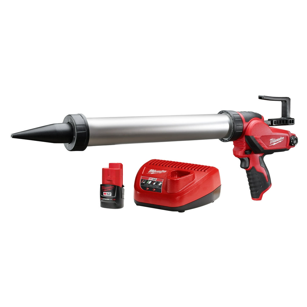 Milwaukee, Milwaukee 2442-21 M12 12V 20Oz. Aluminum Caulk And Adhesive Gun Kit