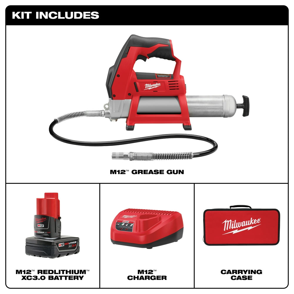 Milwaukee, Milwaukee 2446-21XC M12 12V 14-Inch Lithium-Ion Grease Gun Kit