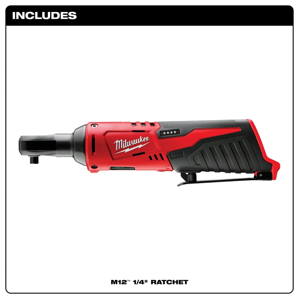 Milwaukee, Milwaukee 2456-20 M12 12V 1/4-Inch Ratchet - Bare Tool