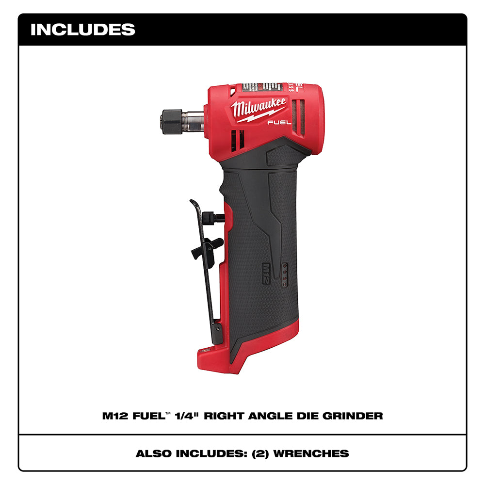 Milwaukee, Milwaukee 2485-20 M12 FUEL 12V 1/4" Cordless Right Angle Die Grinder - Bare Tool