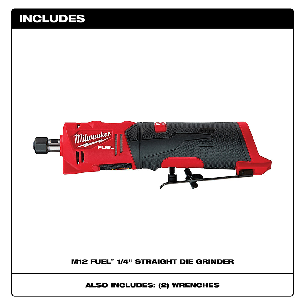 Milwaukee, Milwaukee 2486-20 M12 FUEL 12V 1/4" Cordless Brushless Straight Die Grinder-Bare Tool