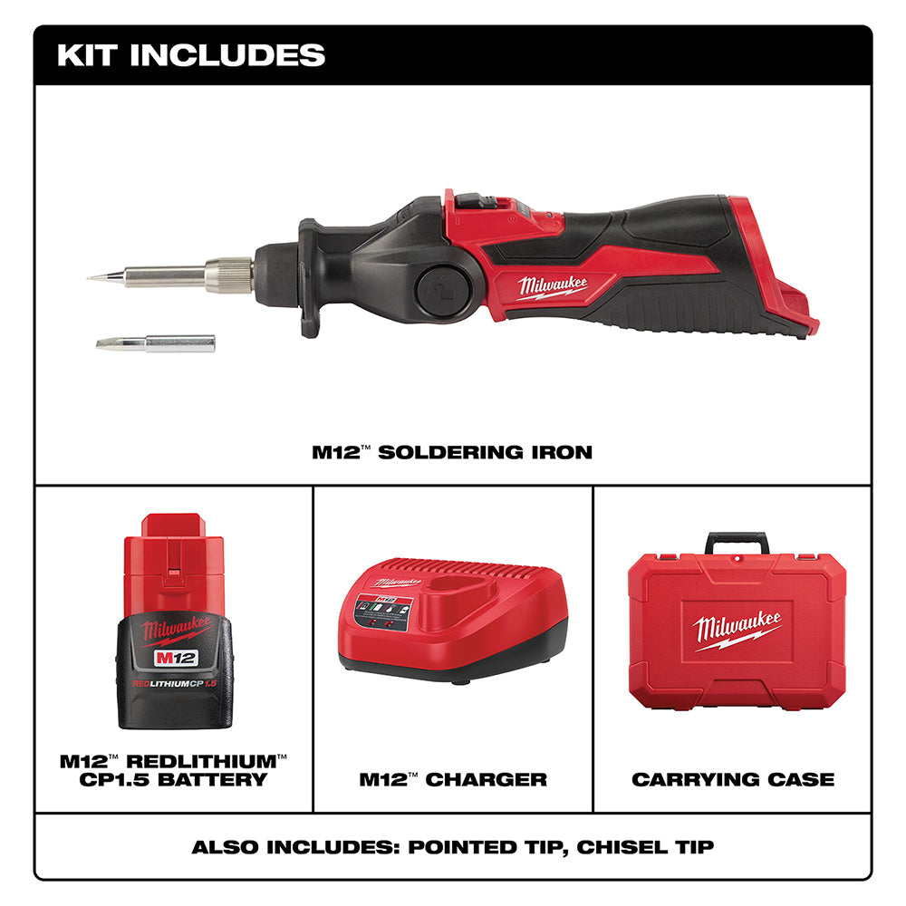 Milwaukee, Milwaukee 2488-21 M12 12V Cordless Pivoting Head Soldering Iron Kit