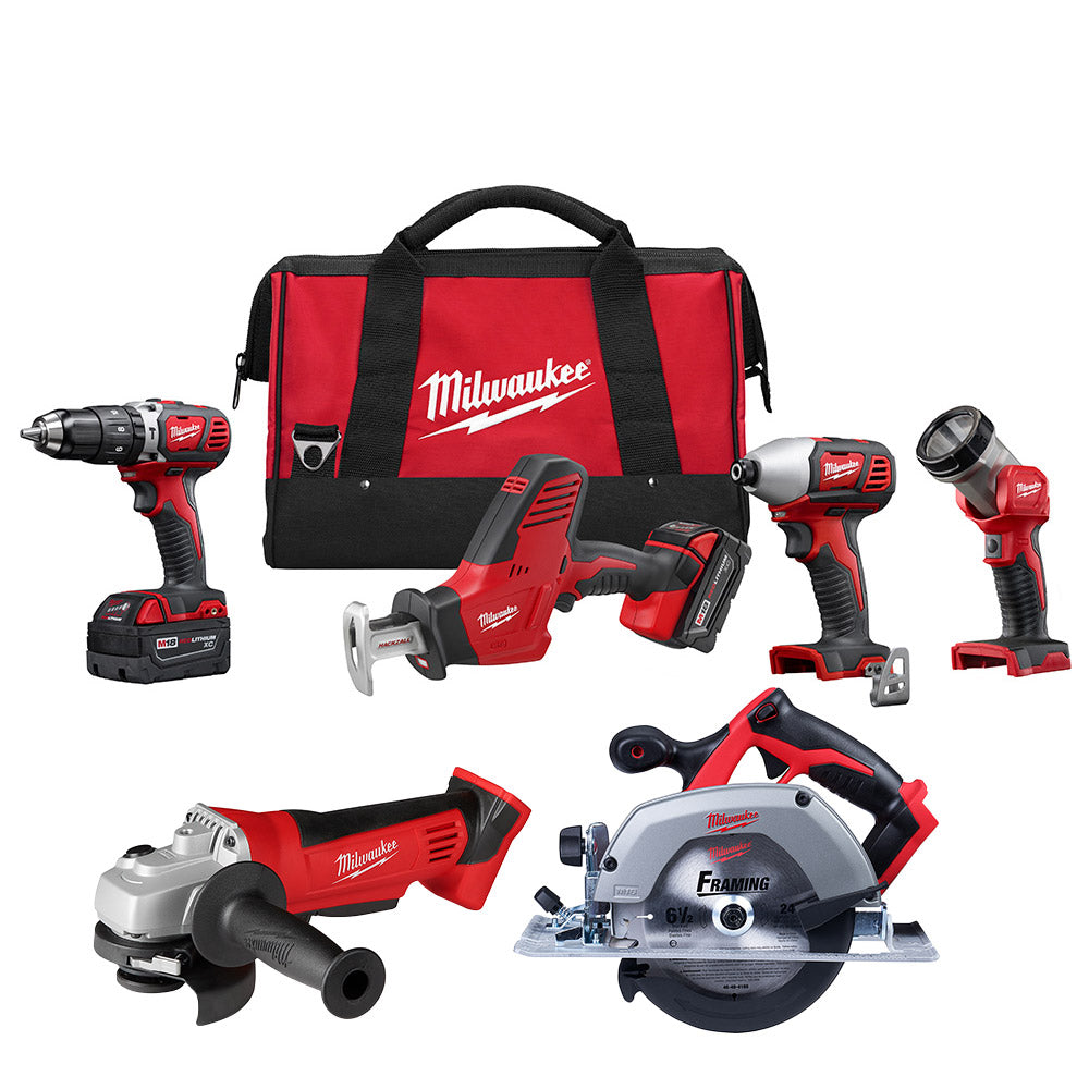 Milwaukee, Milwaukee 2695-24C M18 18V 4 Tool Cordless Combo Kit w/ Circular Saw and Grinder